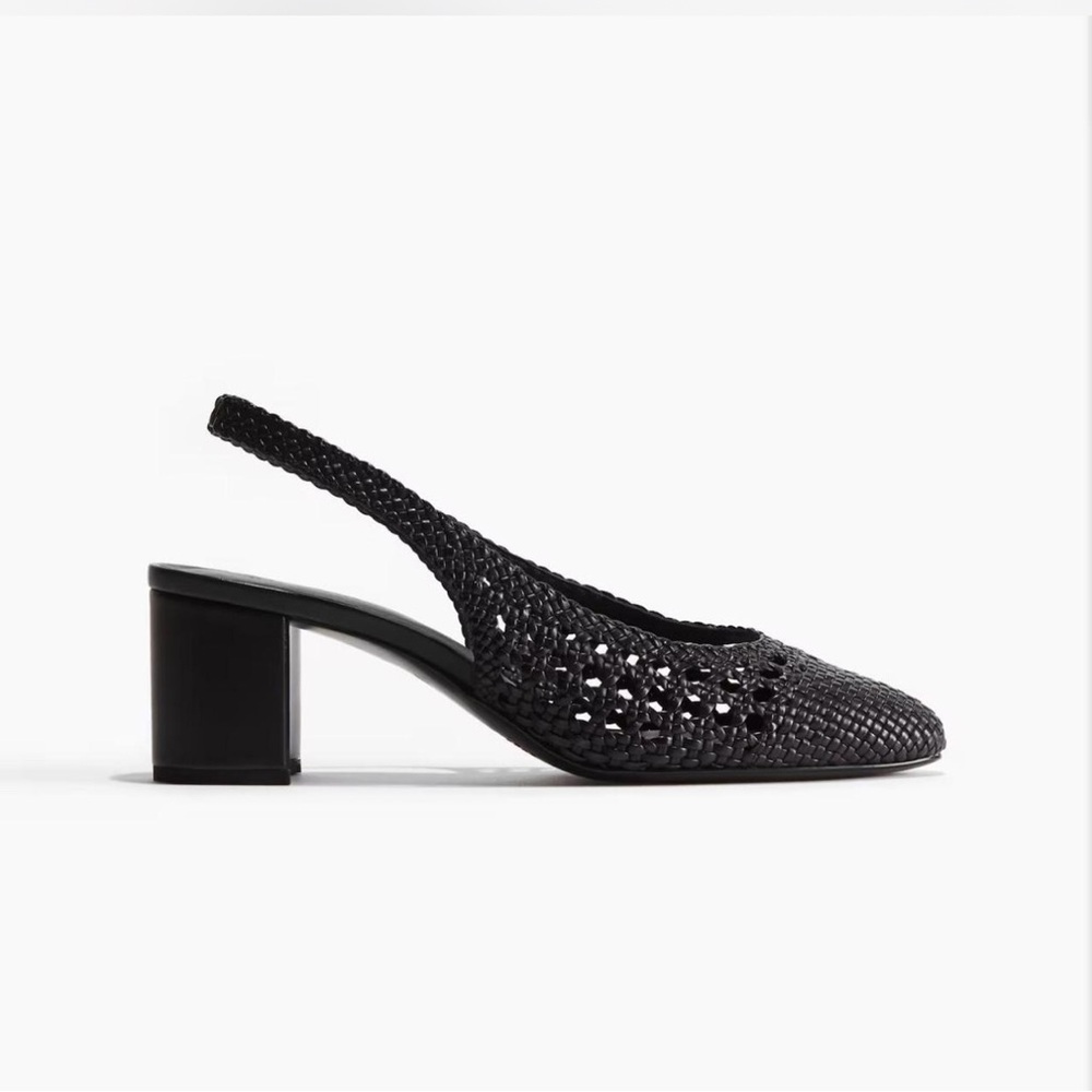 H&M Black Textured Slingback Heels